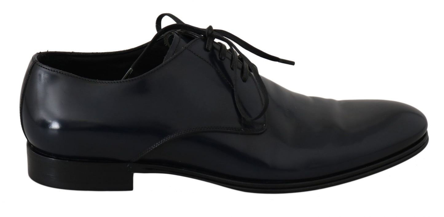 Elegante donkerblauwe leren derby-schoenen