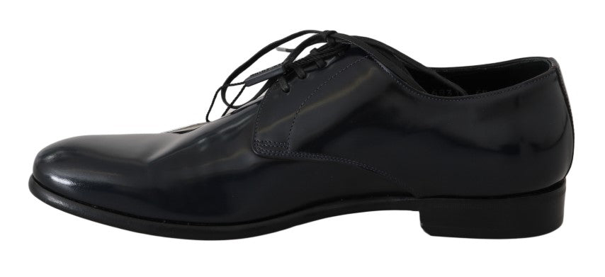 Elegante donkerblauwe leren derbyschoenen