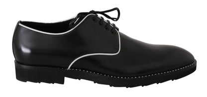 Elegante zwarte leren derby-schoenen