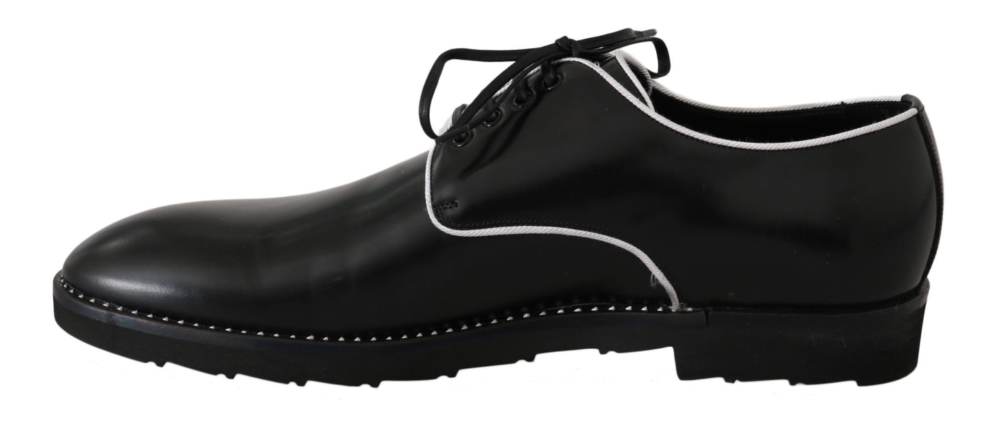 Elegante zwarte leren derby-schoenen