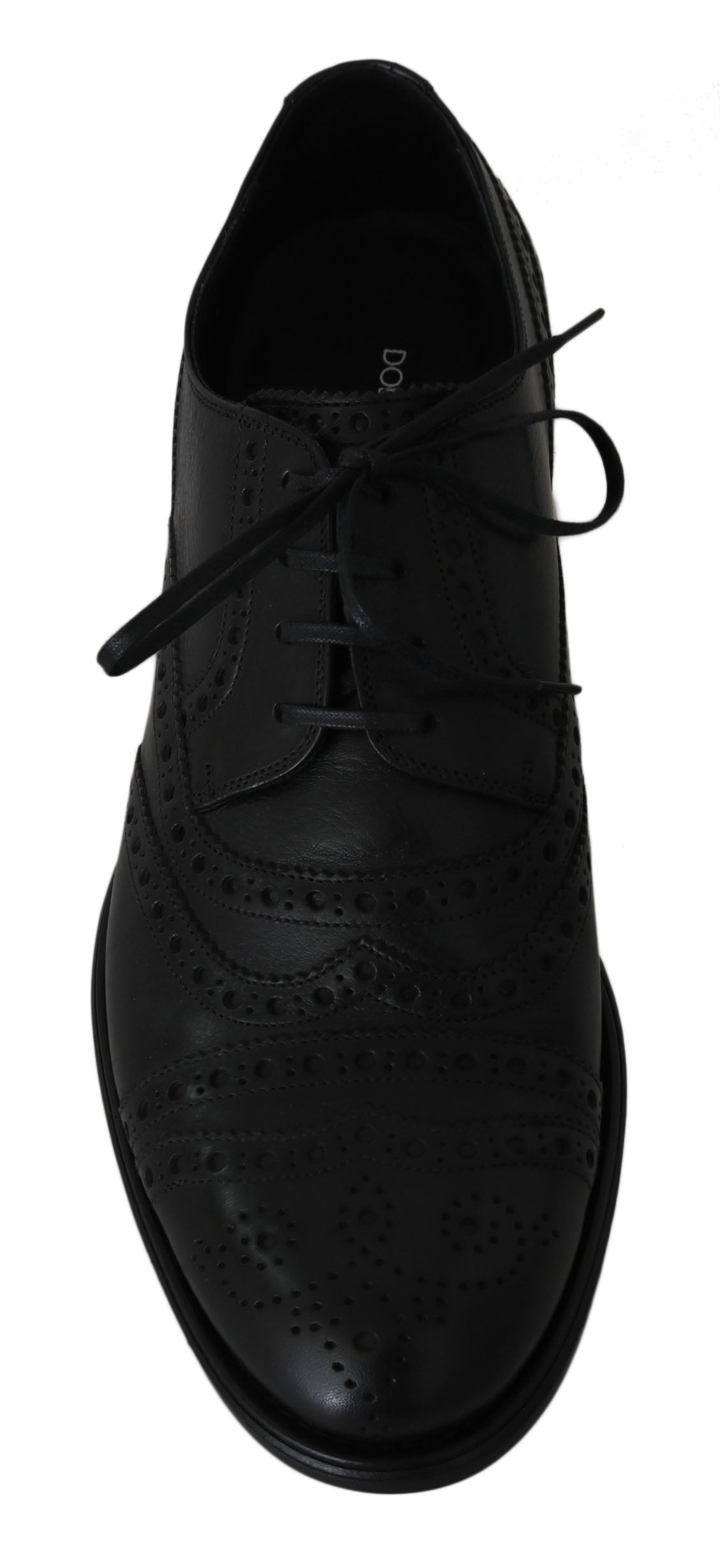 Elegante zwarte leren derby wingtip dress schoenen