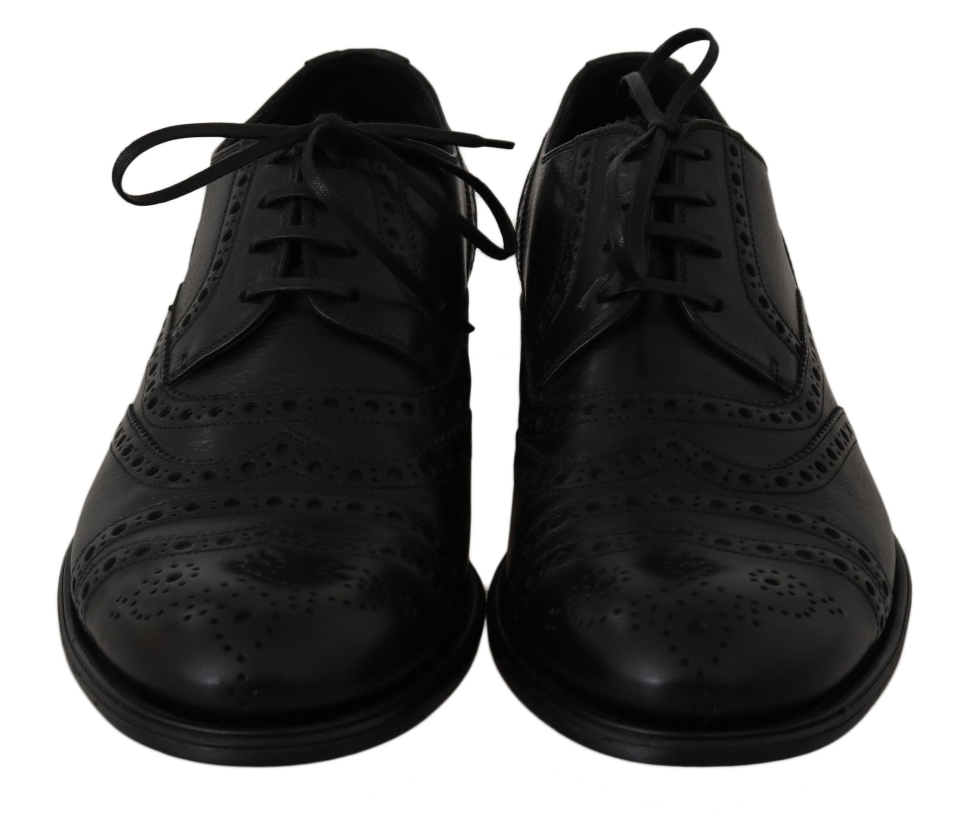 Elegante zwarte leren derby wingtip dress schoenen