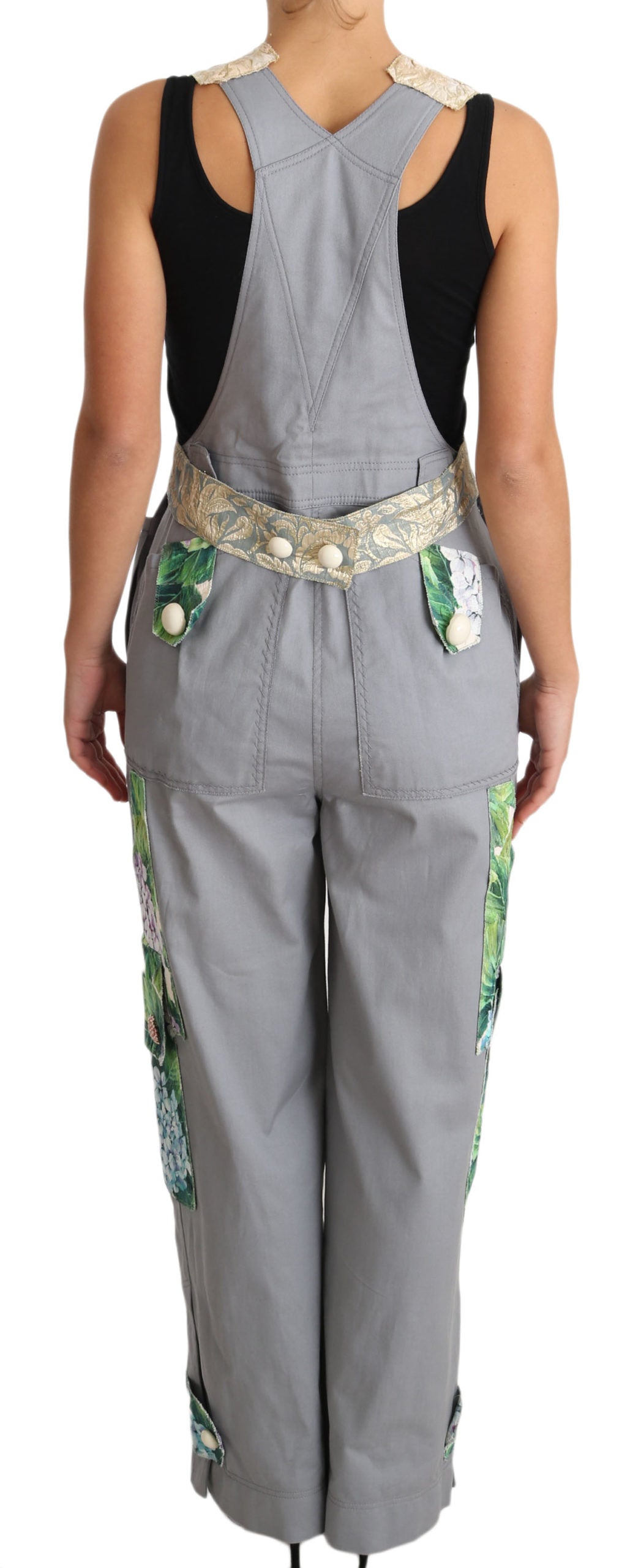 Exquisite Floral Embellished Denim Overalls