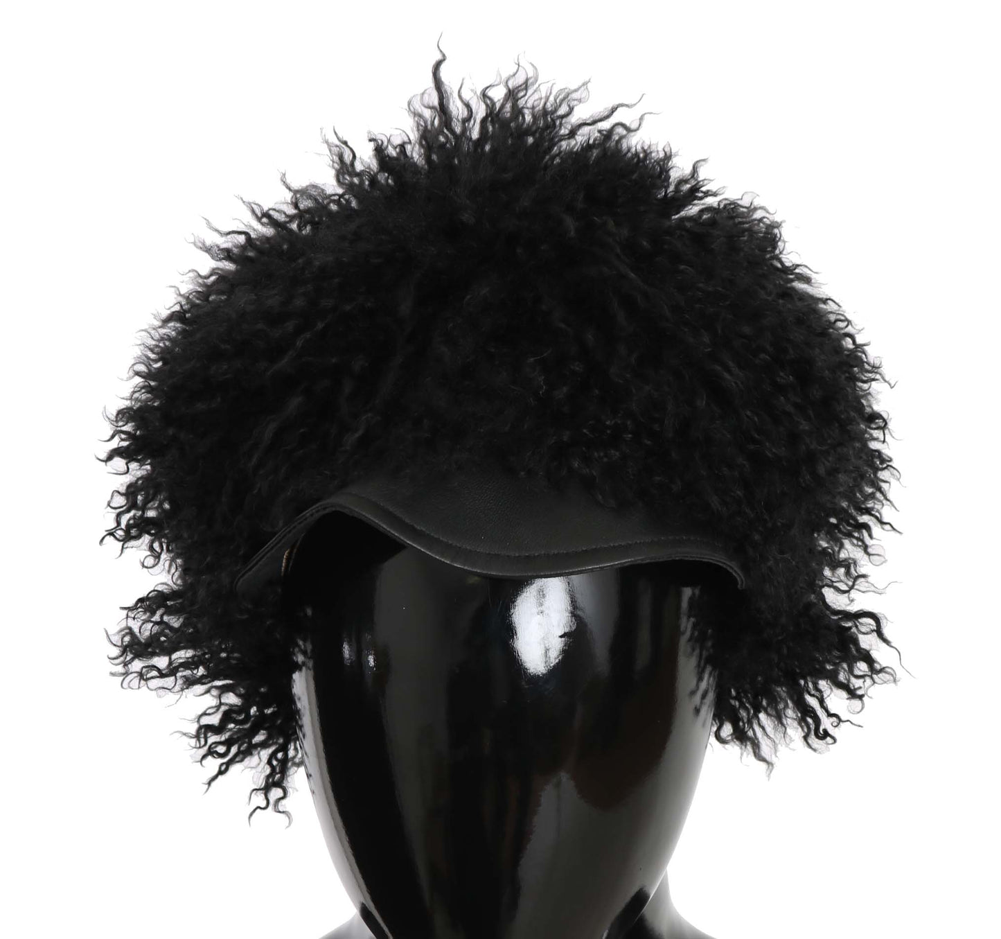 Chic Black Gatsby Cap in Tibet Lamb Fur