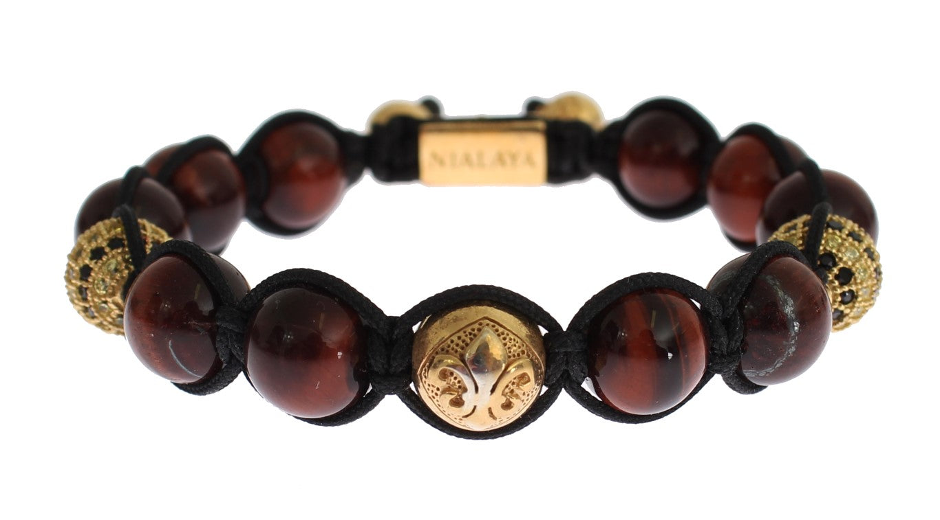 Radiant Red Tiger Eye & CZ Gold Bracelet