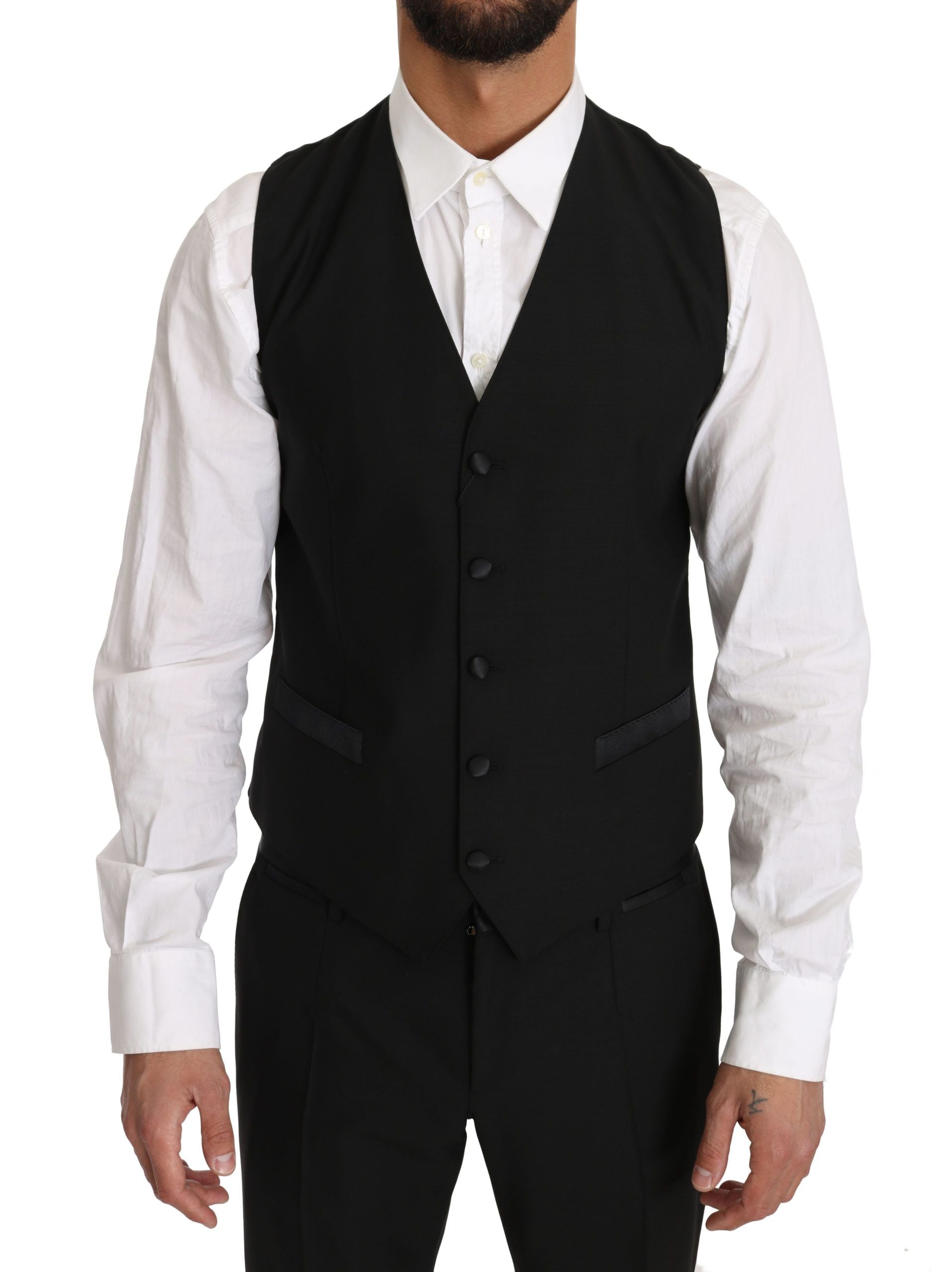 Strak zwart slim fit formeel vest