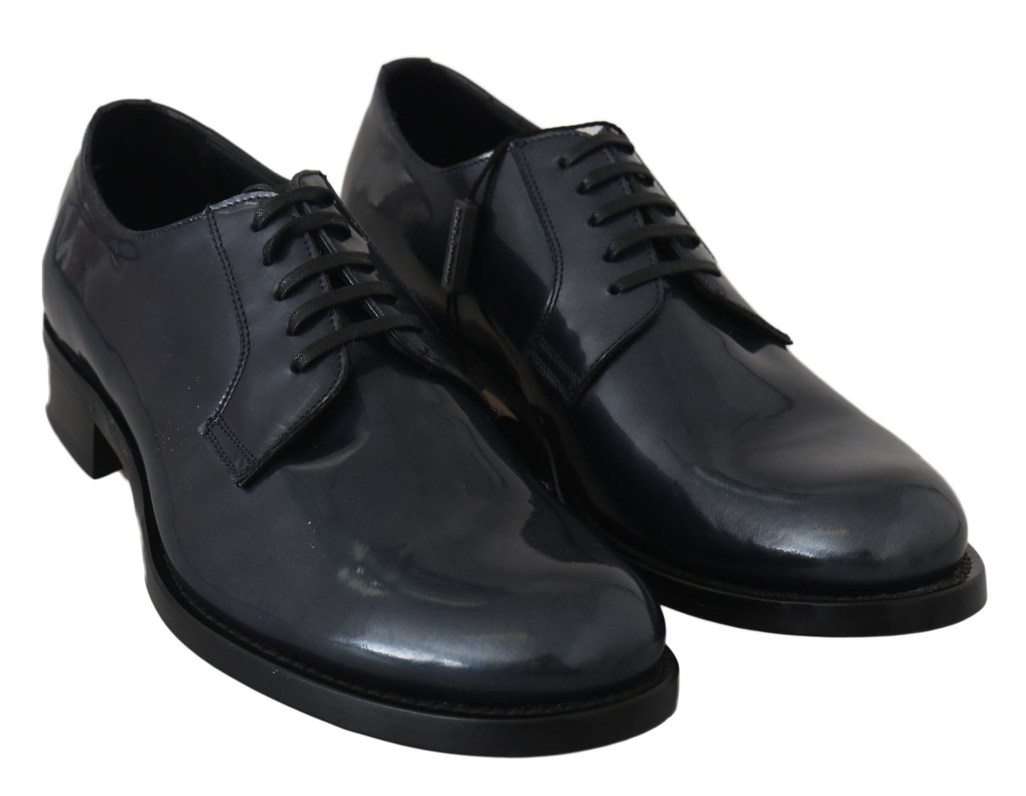 Elegante blauwe leren derby-jurkschoenen