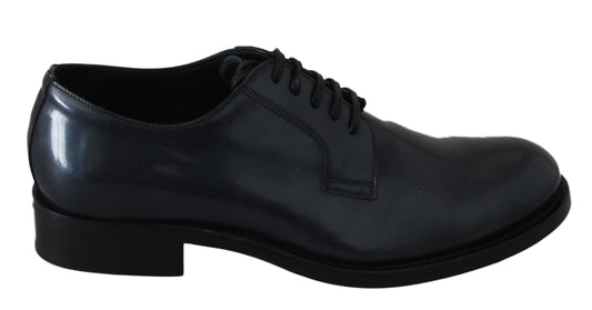 Elegante blauwe leren derby-jurkschoenen